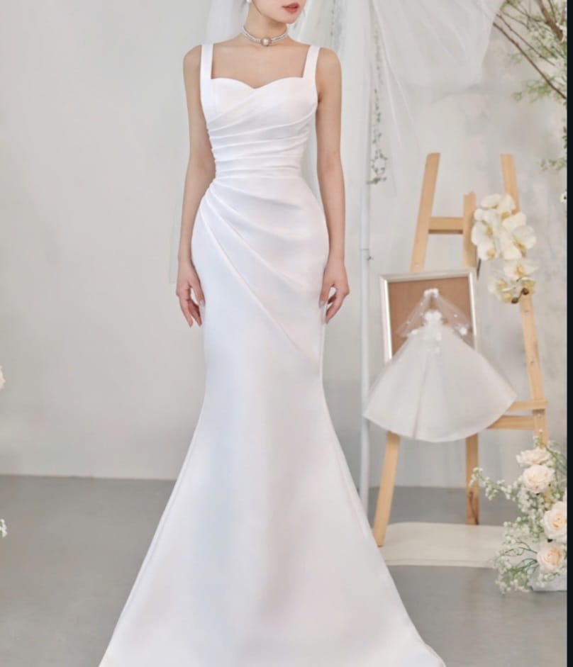BRISA - Ruched Matte Satin Wedding Dress