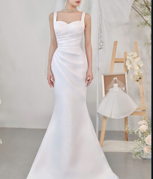 BRISA - Ruched Matte Satin Wedding Dress