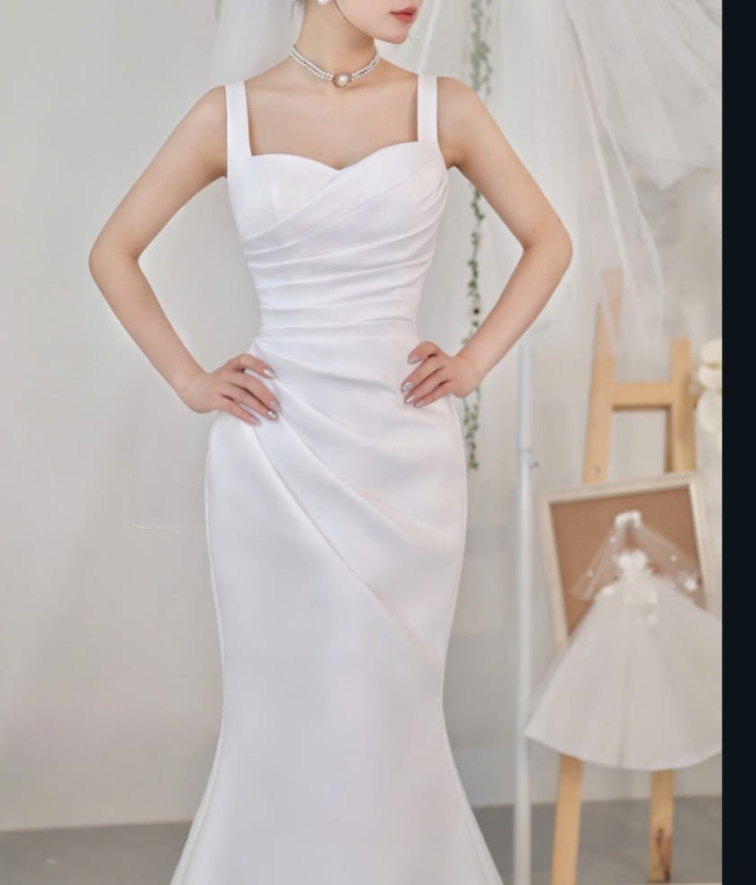 BRISA - Ruched Matte Satin Wedding Dress