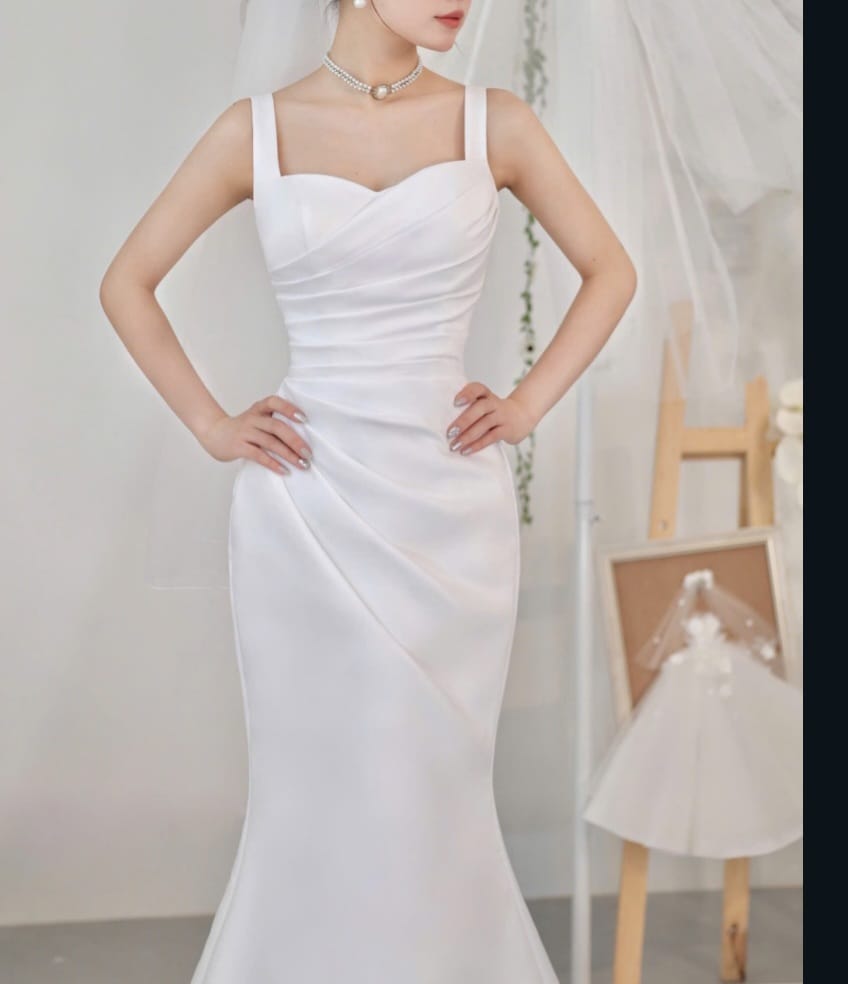 BRISA - Ruched Matte Satin Wedding Dress