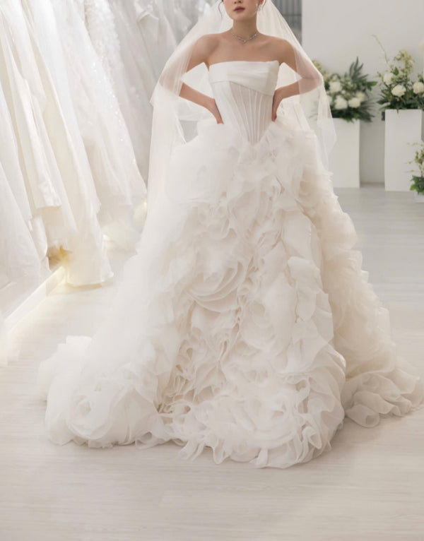 Linda - Structured Matte Satin Corset Ball Gown