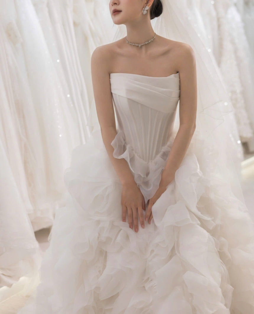 Linda - Structured Matte Satin Corset Ball Gown